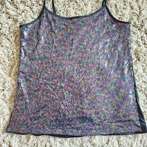 Black with Purple and Teal Sequins